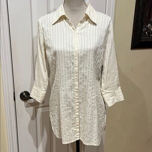 Gloria Vanderbilt Cream 100% Cotton Shirt